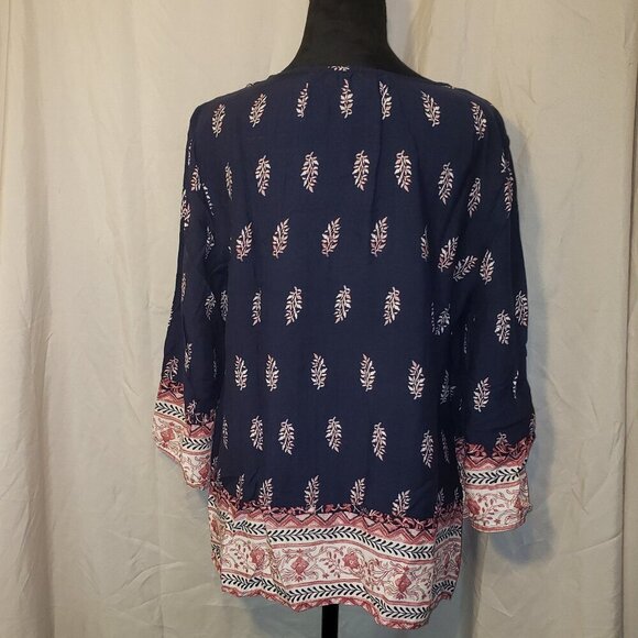 Women's Style & Co Blue and Pink Printed Blouse - M - Picture 4 of 5